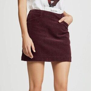 AG Adriano Goldschmied Women's Bernadette Corduroy Mini Skirt Burgundy 24R Fall